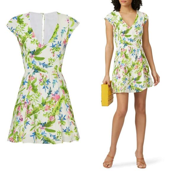 ROAM Positano Dress Tropical Floral Cap Sleeve V-Neck A-Line Mini Dusty White XL - Picture 3 of 9